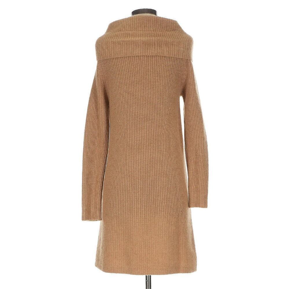 Polo Ralph Lauren Wool Cashmere Sweater Dress Mini Knit Brown Turtleneck Jumper